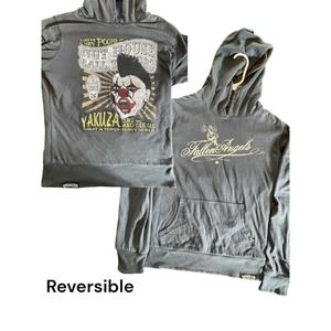 YAKUZA Hoodie 893 Reversible Blue/Gray size Small Circus / Falling Angels
